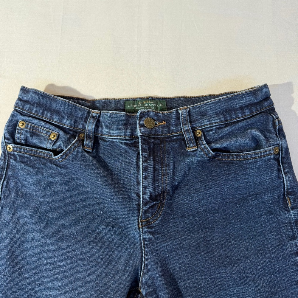LRL Lauren Ralph Lauren Petite Straight Leg Jeans Dark Wash Sz 8P Classic Preppy